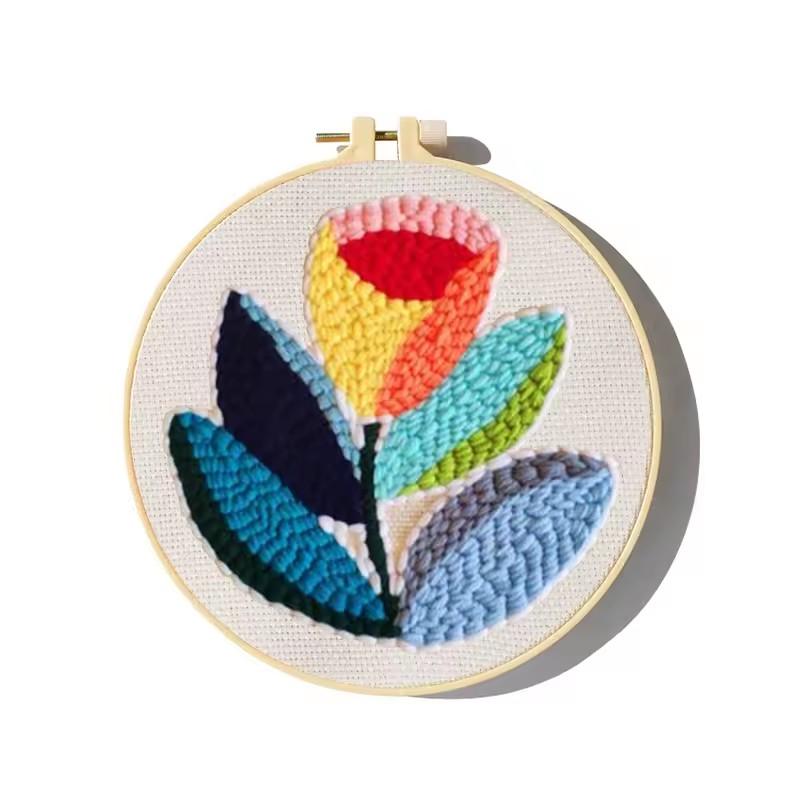 Diy Punch Needle Embroidery Starter Kits Daisy Lily Floral Sewing Kit Funny Easy Punch Needle Kits For Beginner DIY Needlework