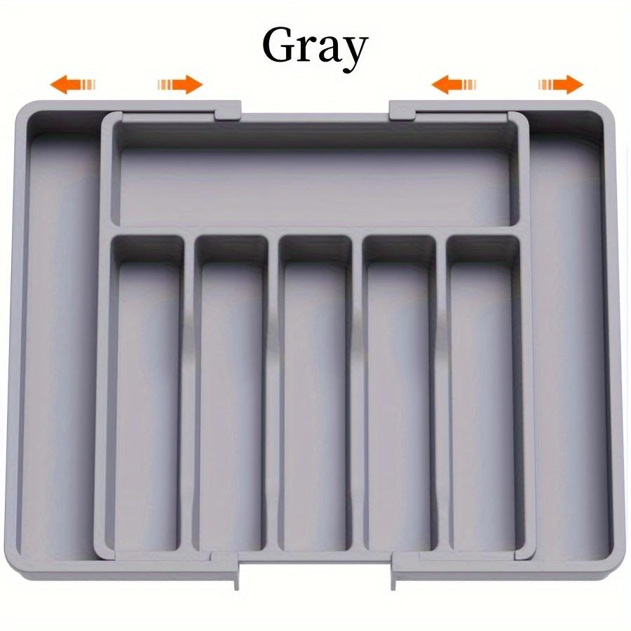 Expandable Kitchen Utensil Tray Drawer Organizer Box No BPA Cutlery and Utensil Rack Adjustable Plastic Storage Box for Spoons, Forks, Knives