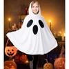 Oskiner Ghost Costume for Kids,White Ghost Poncho Hooded Cape with Pumpkin Bag,Spooky Halloween Costume for Girls