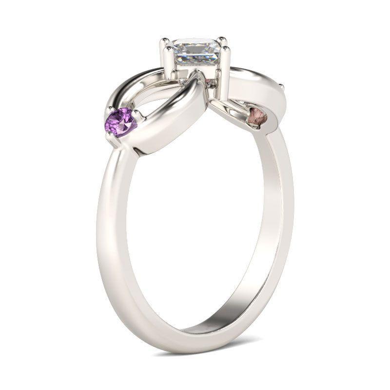 Elegante Mode Zilverkleurige Ring Met Strass Legering Oneindigheid Ontwerp