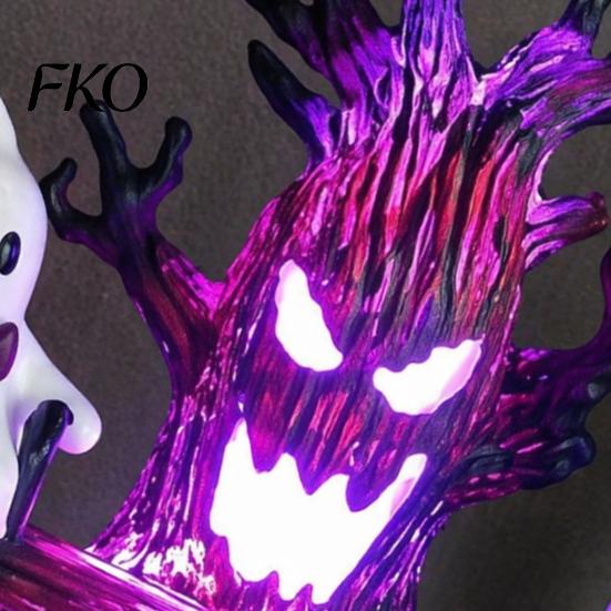 Creative Gothic Style Night Lamp Animated Seesaw Ghost Light, USB Powered 3D Cute LED Small Light for Hallway with Spooky Tree And Pumpkin Design,