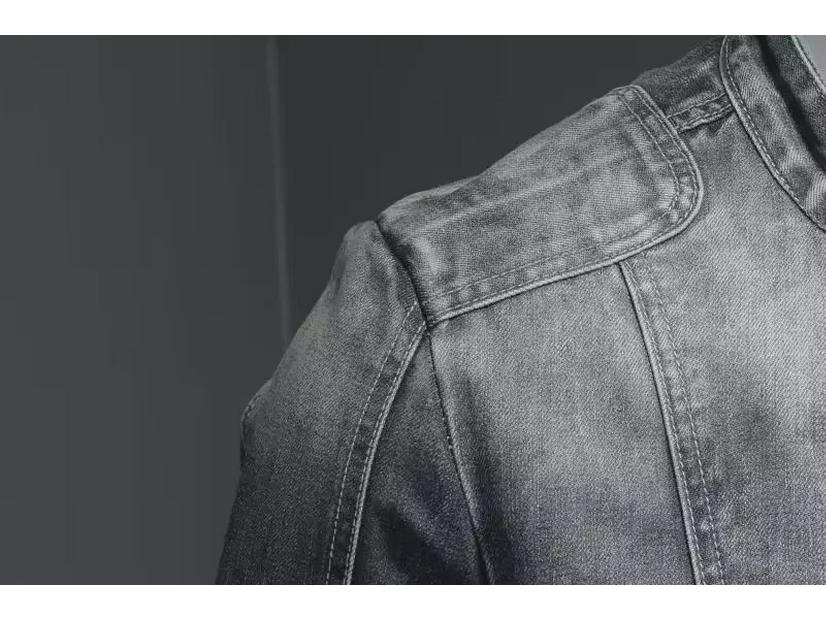 Veste de moto en denim rétro slim fit de style européen pour homme