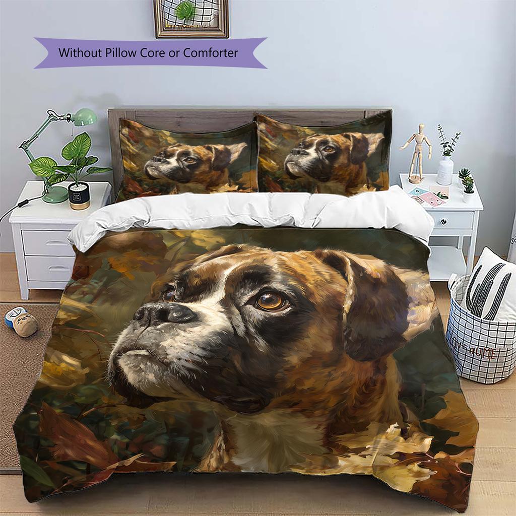 Vintage Boxer Pattern Bedding Home Decoration Birthday Gift (1 * Duvet Cover + 2 * Pillowcase, Without Core)