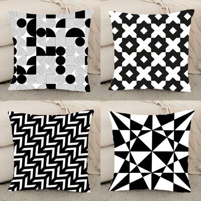 Geometry Black And White Pillow Case Elegant Couple Home Living Room Bedroom Decorative Rectangle Pillowcase Sofa Cushion Cover