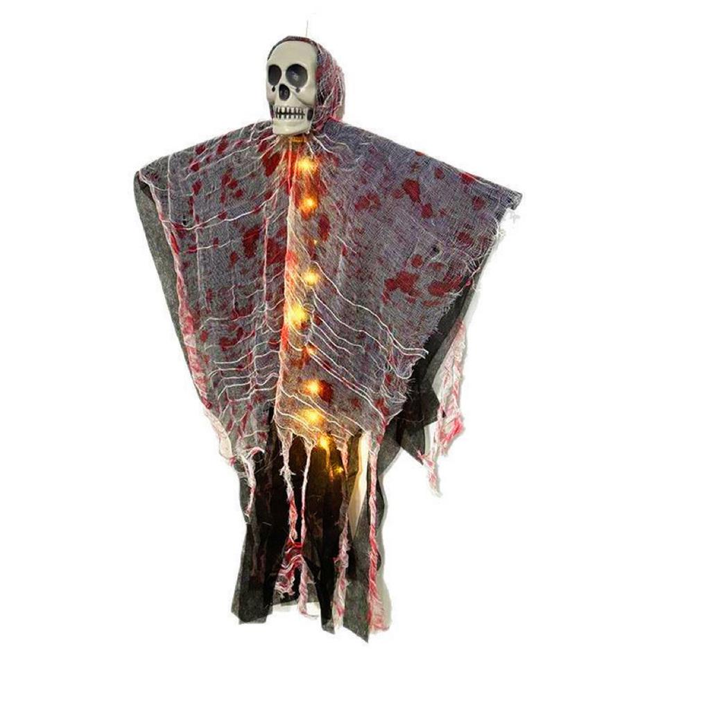 Glowing Skeleton Skull Outdoor Hanging Decoration for Halloween Party Scary Decoration Plastic Materials