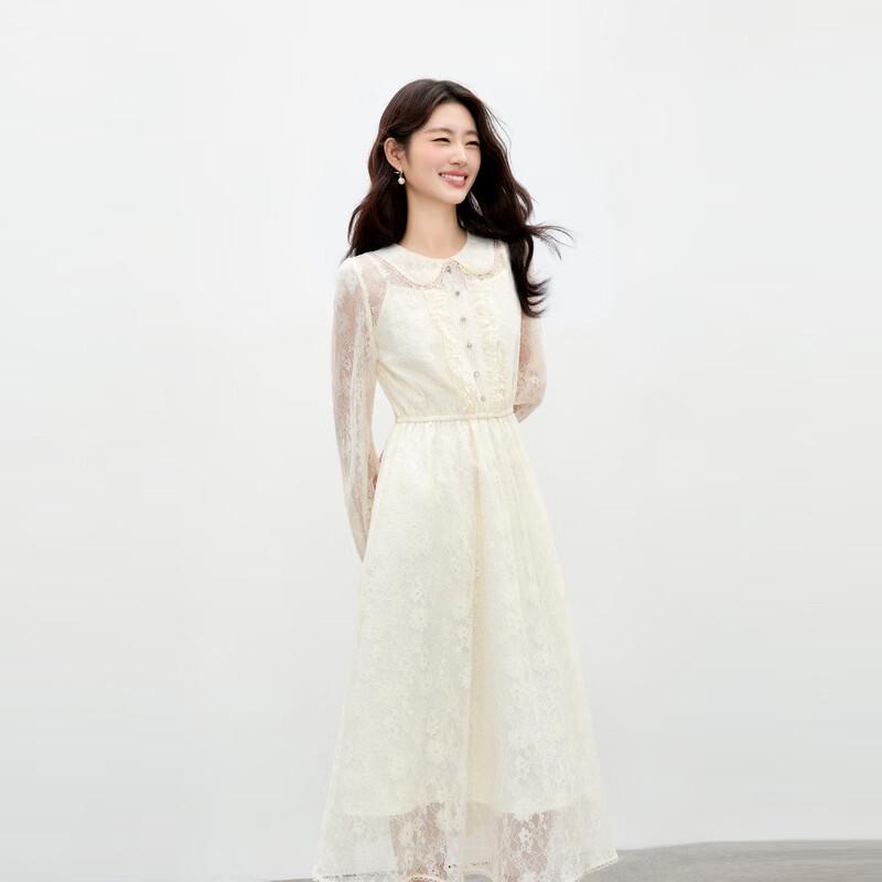 Elegant Lace Doll Collar Midi Dress