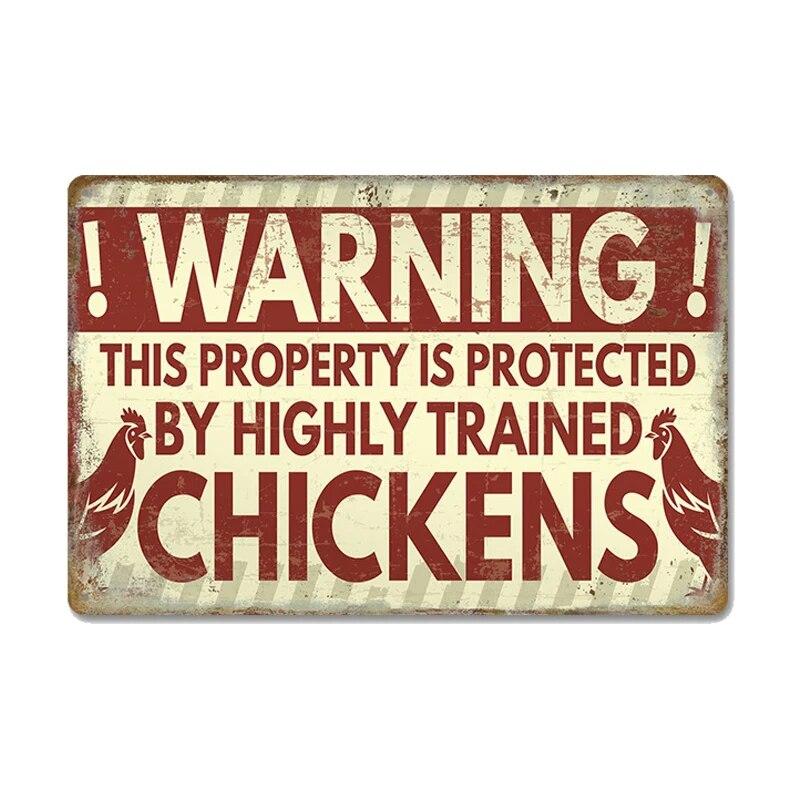 Chickens Tin Signs Metal Vintage Poster Rooster Hens Eggs Retro Plaque Wall Stickers Painting for Farm Door Home Decor