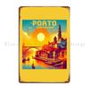 Vintage Retro Porto Portugal Landmarks Skyline Metal Sign Pub Wall Decor Club Customized Wall Plaque Tin Sign Poster