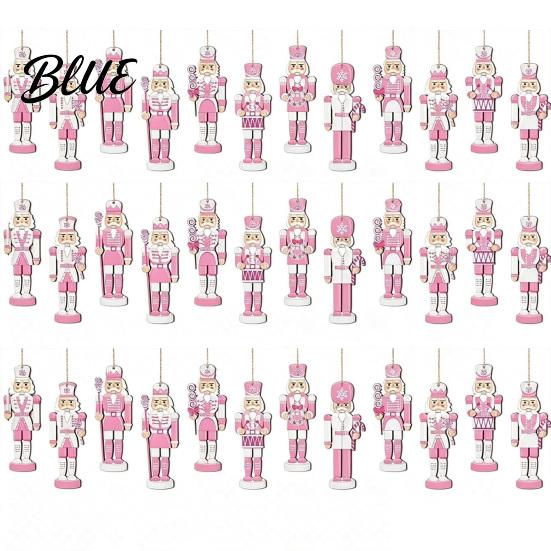 Holiday Tree Decor for Dessert Shops Pink Wooden Nutcracker Hanging Ornaments Christmas Decorations Soldier Festive Desktop Women Pendants Home Xmas
