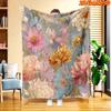1pc 2D Flat Printing Spring & Summer New Arrival Colorful Floral Themed Digital Print Blanket, Suitable for All Seasons, Casual Throw Blanket, 100% Po