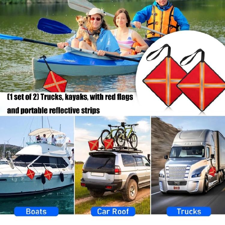 2 Stück Kayak-Sicherheits-Rotflagge mit Gurtband & Reflektoren Kanus Warnflagge Kayak-Sicherheits-Reiseflagge Einfach zu bedienen