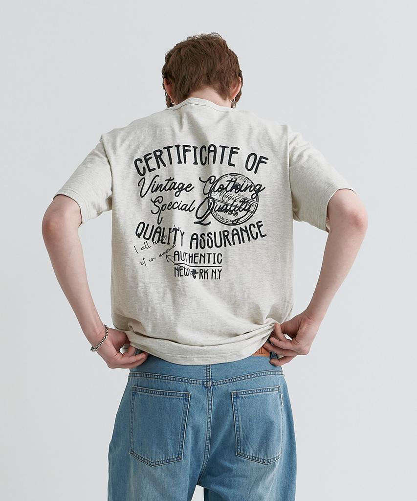 MAGOODGAN Swagber 3597 Slub Semi-Overfit Gray At Oatmeal Melange Short Sleeve Tee