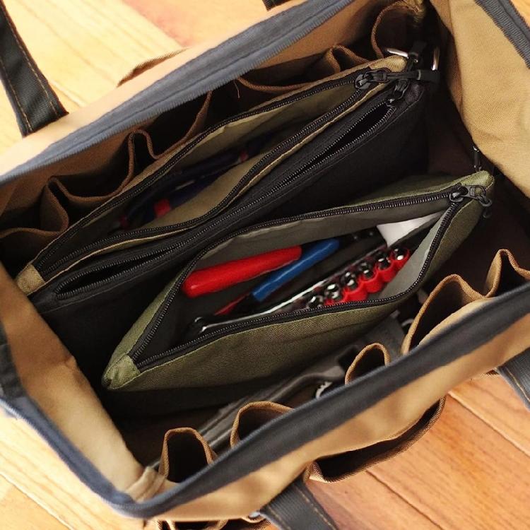 Heavy Duty Tool Pouch Zipper Bag with Carabiners Portable Tool Storage Pouch