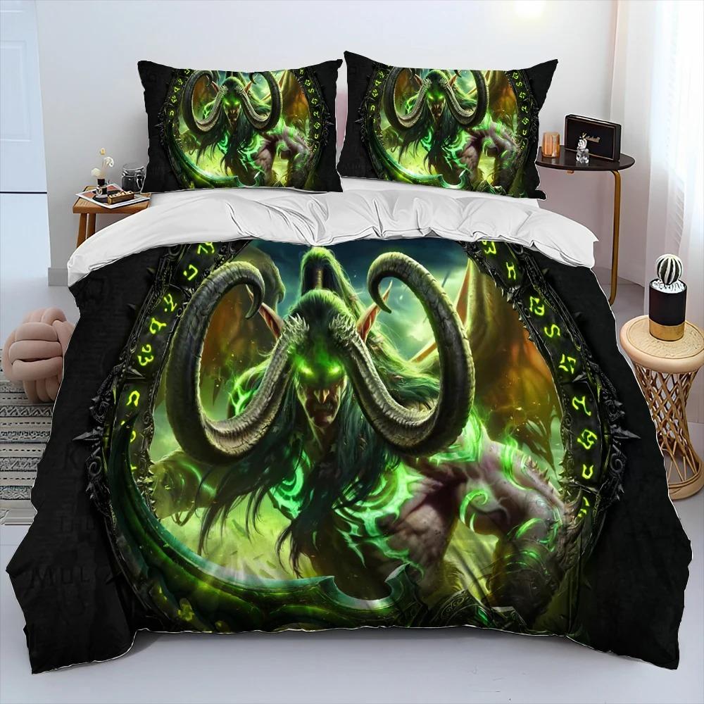 World of Warcraft, WOW, Set de așternuturi cu cuvertură pentru jocuri, Set de așternuturi cu husă de plapumă, Față de pernă, Set de așternuturi mărime King Queen