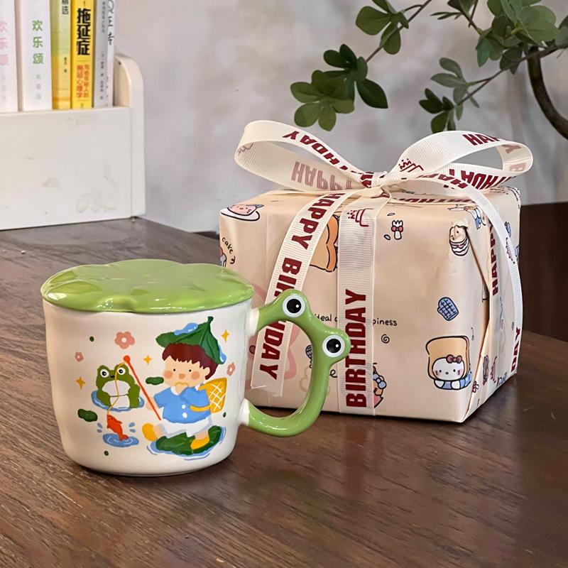 High-value Birthday Gift Cute Card Frog Boy Ceramic Mug for Boys and Girls and Children's Souvenir Gift Box