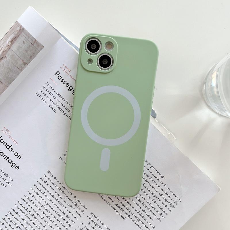 Applicable To Apple 14promax Wireless Magnetic Suction Mobile Phone Case Magsafe Liquid Silicone Iphone15 Protective Case 3