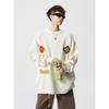 Men's Trendy Black American Floral Embroidered Crewneck Sweater – Autumn Loose Fit, Versatile Casual Top