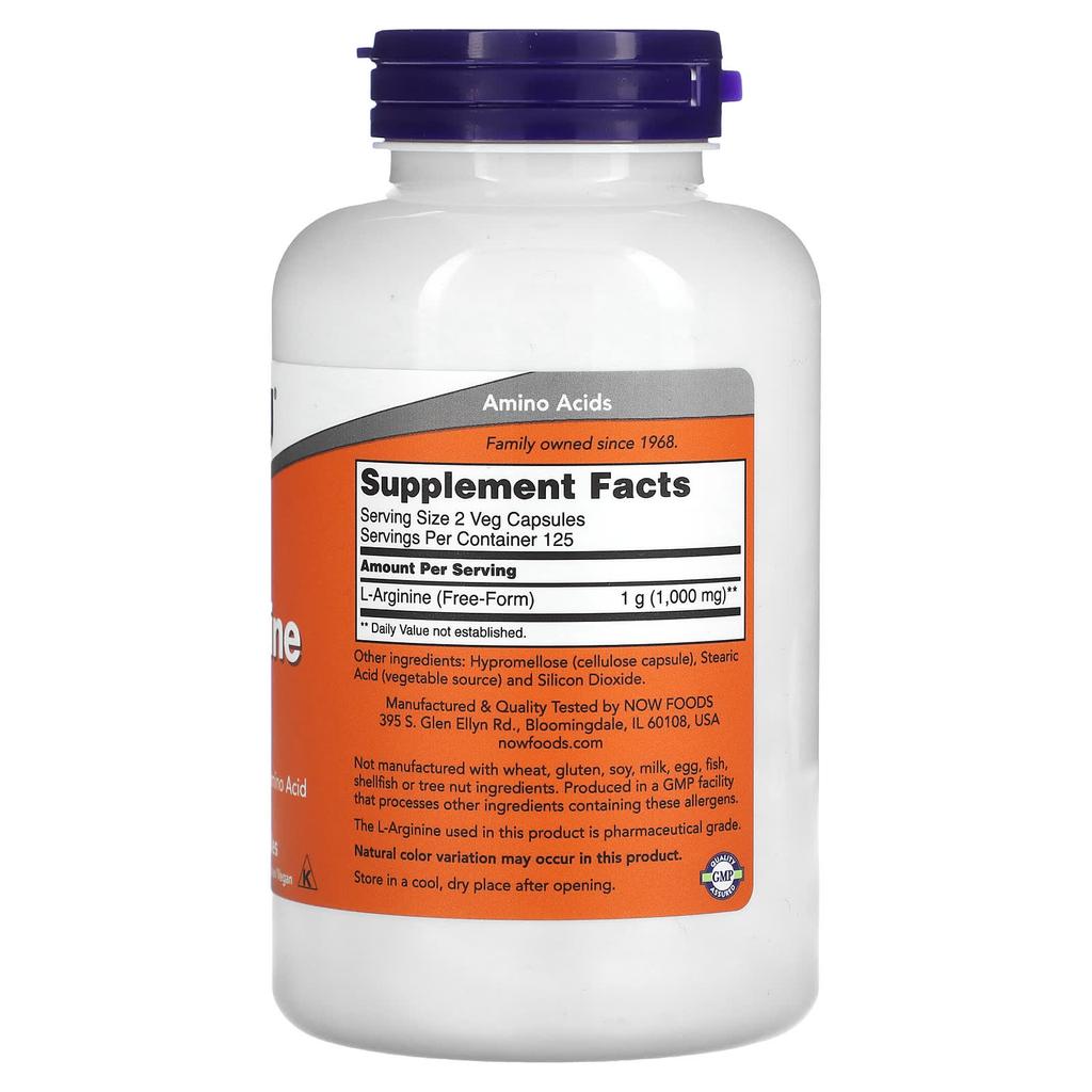 Now Foods L-Arginine, 500 Mg, 250 Veggie Capsules