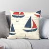 Vintage Nautical Sailboat Square Pillowcase Polyester Linen Velvet Creative Zip Decor Sofa Seater Cushion Cover
