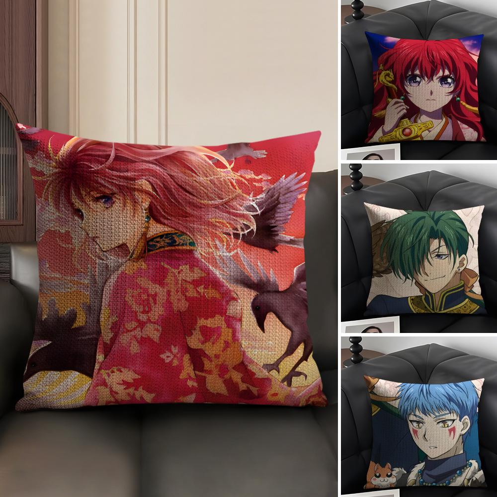 YYona OOf The DawnN Anime Cushion Cover Natural Linen Organic Fabric DoubleSided Printing Sofa Home Decor Gift Pillow Case