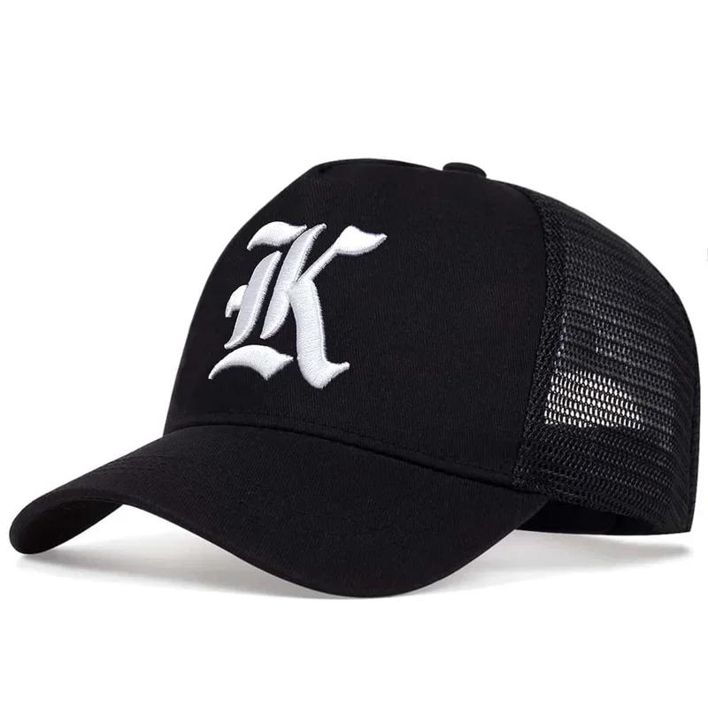 Unisex LK Letter Embroidery Baseball Net Caps Outdoor Adjustable Spring and Summer Casual Sunscreen Hat Sports Cap
