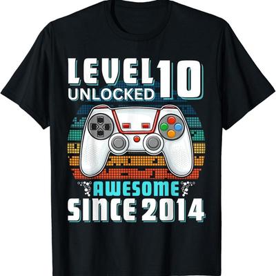 Birthday Boy Level 10 Unlocked Gamer 10Th T Shirt