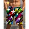 Men's 3D Printed Beach Shorts with Star Pattern - Casual Polyester Drawstring Belt