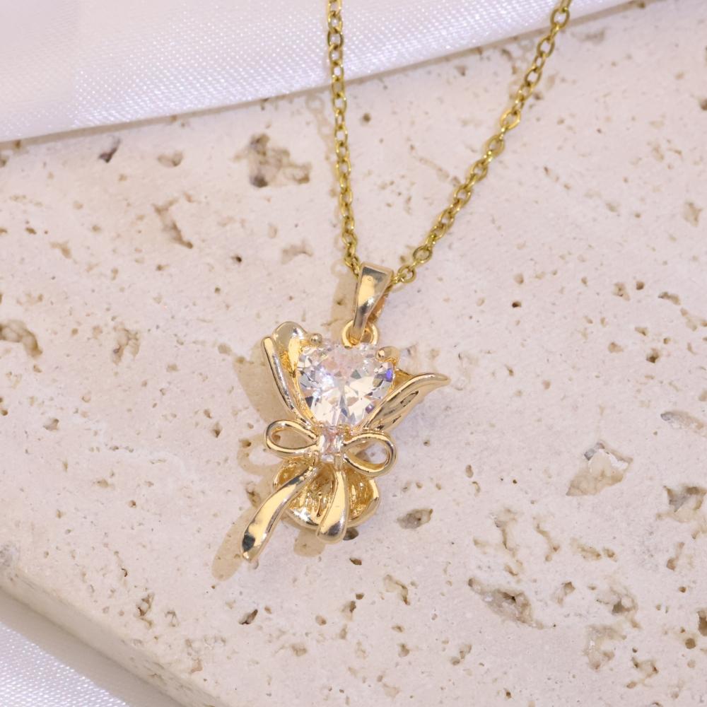 Fashion Bouquet Pendant Necklaces for Women Zirconia Necklace Wedding Party Jewelry Accessories