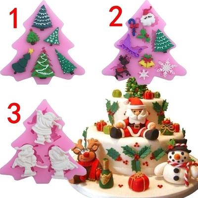 Sugarcraft gâteau décoration moule arbre de noël père noël gâteau Silicone moule Fondant décor bricolage Baki