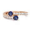 Bague contournante en saphir bleu - Argent sterling 925 vermeil or rose