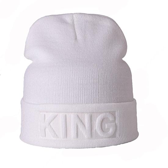 Winter Hat King Queen Beanies Fashion Hip Hop Couples Cap Casual Solid Hat Men Woman Warm Knitted Beanie Ski Skullies Bonnet