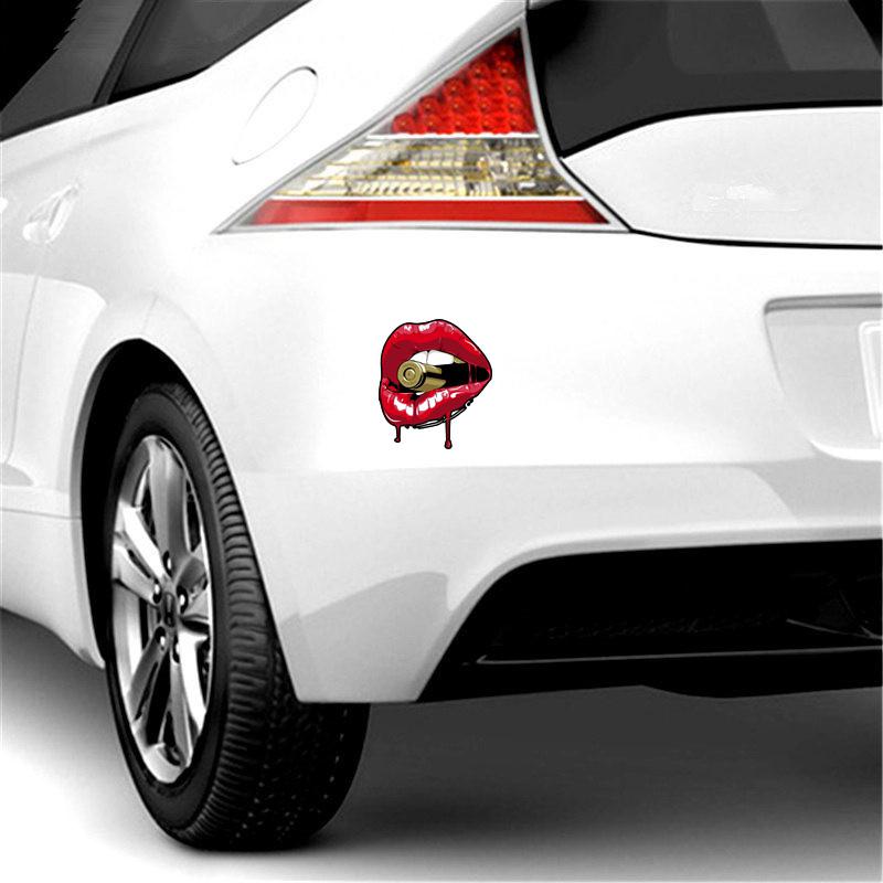 J44# Red Lips Bullet PVC Stickers On The Car Funny Vinyl Decal Waterproof Decoration For Rear Window