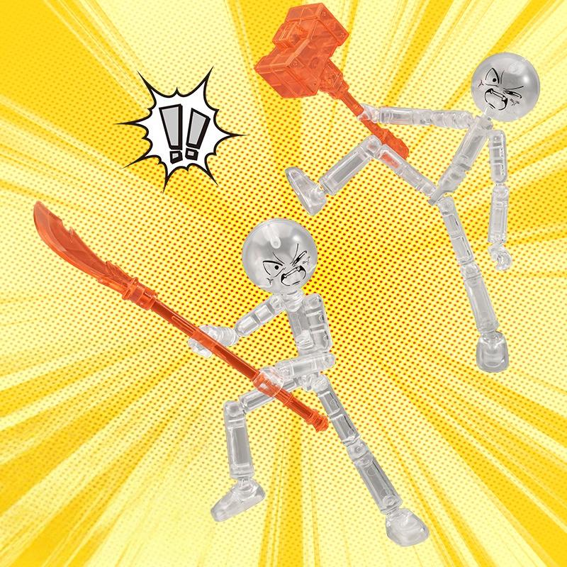 1 Set Novelty Action Figure Stickman Assembled Robot Movable 3D Printing Mannequin Multi-Jointed Stickman Toy