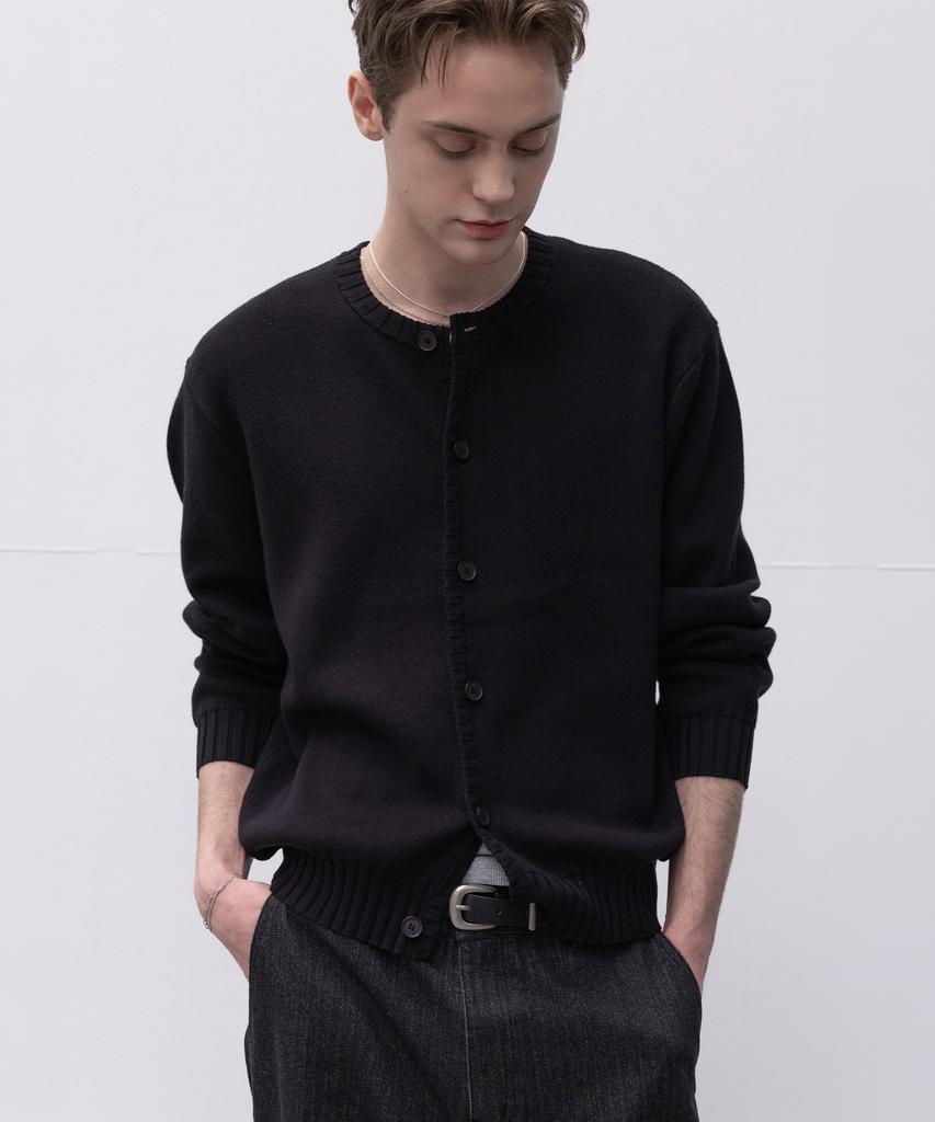 Decoroso Panel Rib Round Cardigan [Black]