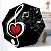 1pc Sturdy 8-Bone Auto Umbrella, Music Note and Heart Umbrella, Digital Printed, Foldable Umbrella for On-the-Go Outdoor Use