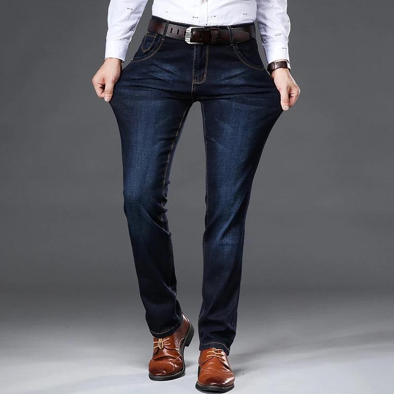 Spring Business Casual Elastic Jeans Men's Classic Fashion Slim Fit Trousers PLU Size