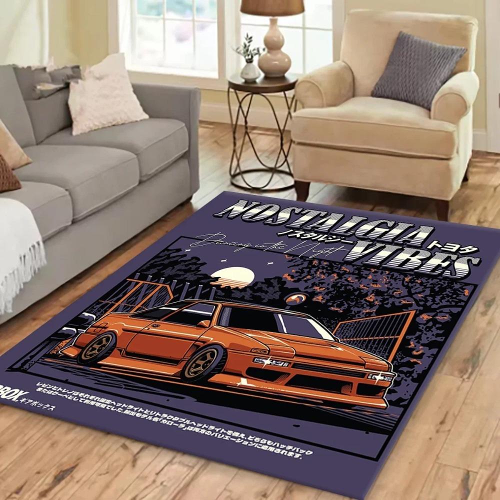 Tapis Imprimé Voiture de Course Tapis Multifonction pour Décoration de Salon, Cuisine et Entrée Tapis pour Chambre à Coucher Décoration de Salon