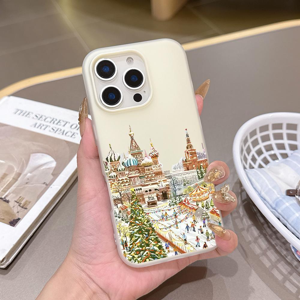 Christmas Snow Scene Shockproof Silicone Matte Candy Color 2 In 1 Phone Case for iPhone 17 Air 16 15 14 13 Plus 12 11 Pro Max