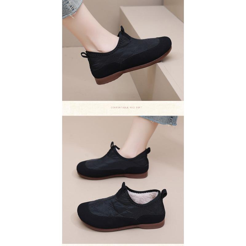 Women's Slip-On Loafers, Cozy Faux Fur Lined Winter Shoes with Soft Flexible Sole, Comfortable Memory Foam Casual Driving Shoes for Women