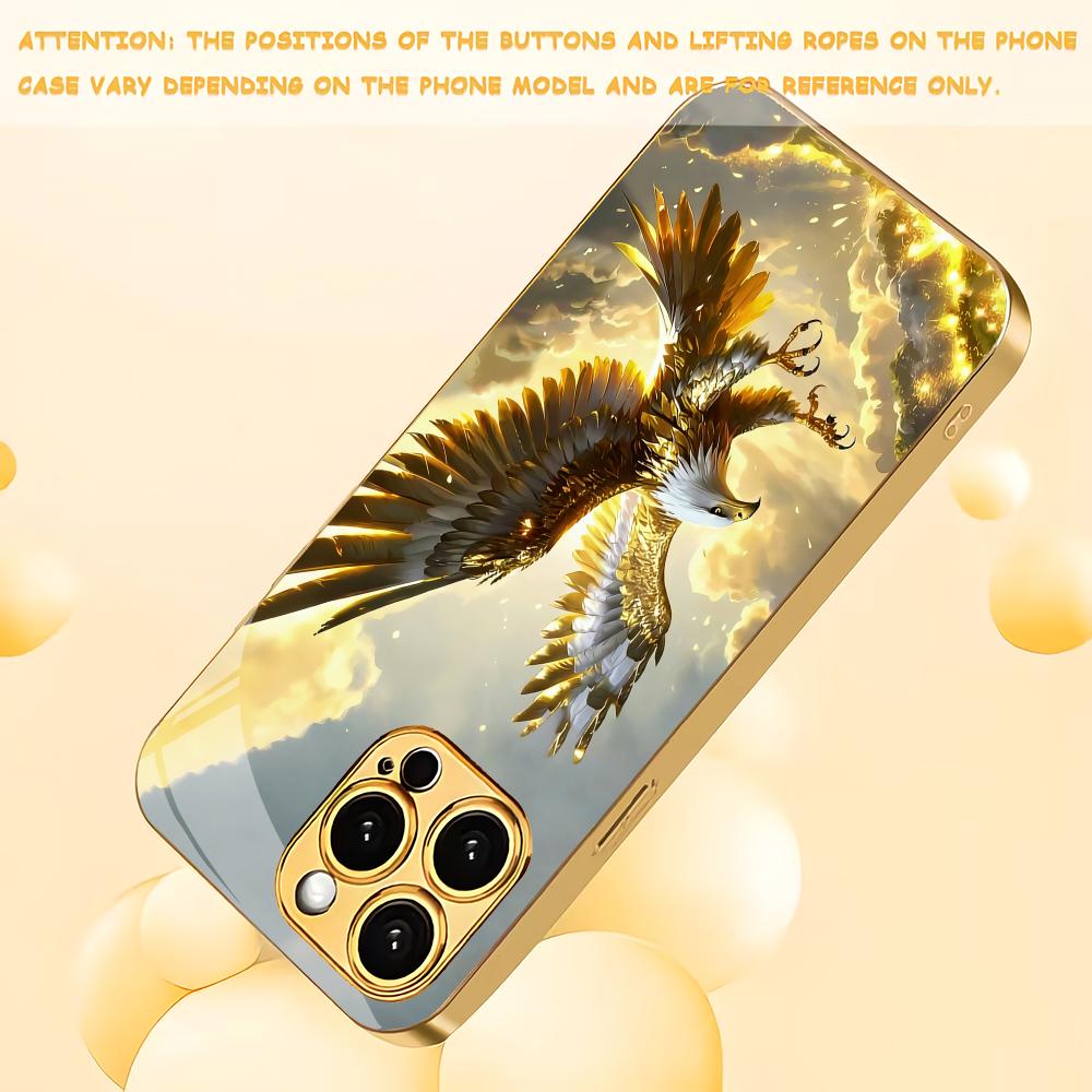 Galgenvogel Flugmuster galvanisierte Glas Handyhülle geeignet für iPhone 17 16 15 14 13 12 11 Pro/Max/Plus stoßfeste Rückseite