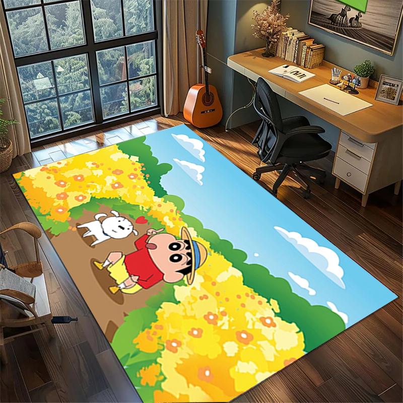 Tapis de sol antidérapant lavable Shin-chan, grande surface, décoration de chambre de gamer, chambre à coucher