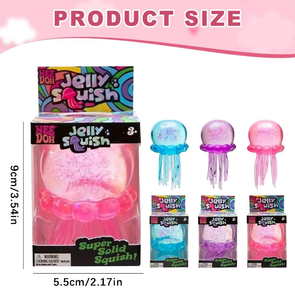 Soft Jelly Nee Doh Jellyfish Squish Toy, Stress Relief Squeeze Fidget Toy, Trending Sensory NeeDoh Play Toy