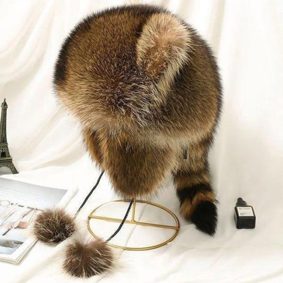 Wintermuts voor kinderen Volwassenen Wasbeervorm Kunstbont Thermische isolatie Winddicht Unisex Harige bal Decoratie Ouder-kind bijpassende hoofddeksels Buitenmuts