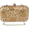 Womens Handicraft Hand Embroidered Box Clutch Bag Purse For Bridal, Casual, Wedding Bag for Women & Girls Gold