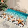 2D Flat Print Ocean Waves Seashells Design Welcome Doormat for Comfortable for Living Room Bedroom Bathroom Kitchen Home Decor