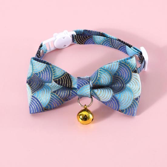 Kitten Collar Adjustable Safety Buckle Lovely Printed Bow Charm Dress Up Neck Jewelry Pet Neck Accessory Small Dog Collar with Bell Cat Supplies