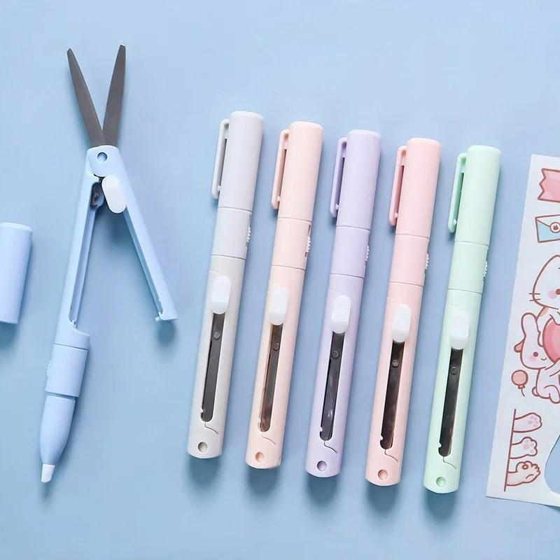 2-in-1 Mini-Klappschere Stift Cutter Tragbare Größe Sicherer Keramik-Stiftschneider Gebrauchsmesser Für Schulbedarf Bürobedarf