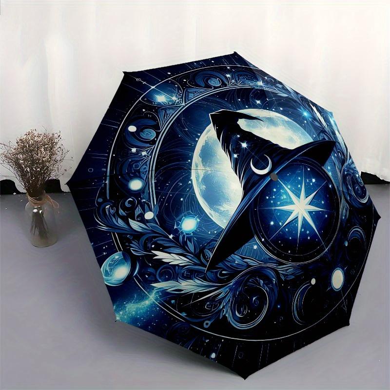 1pc Witchcraft Moonlit Hat Stars Umbrella with Plastic Handle,Suitable for All Seasons Home Travel Outdoor UmbrellaB1874
