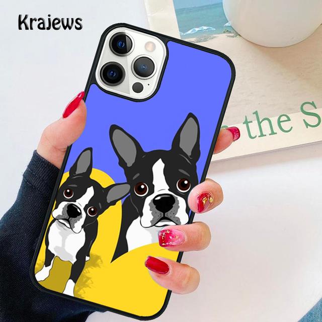 Capa de telefone macia para cachorro Boston Terrier para iPhone 14 XR X XS Max 5S 6S 7 8 Plus SE 2020 11 12 13 Pro Max Mini capa de telefone