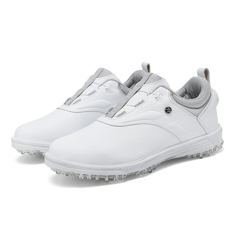 Chaussures de Golf Professionnelles pour Hommes Baskets en Cuir d'Extérieur Grande Taille Noir Blanc Homme Mode Chaussures de Marche Douces pour le Golf